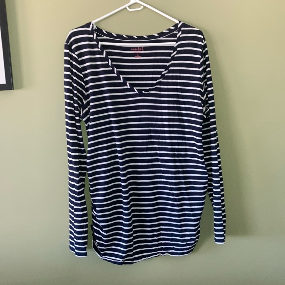 Ingrid & Isabel Blue and White Fitted Long Sleeve Tee